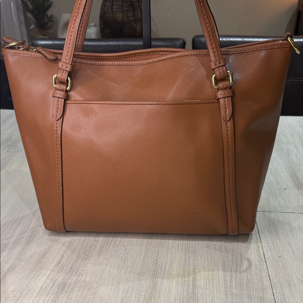 Coach Tan Leather Tote/Crossbody Bag - Picture 7 of 14